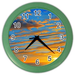 Orange Sunset On The Beach Color Wall Clock by GardenOfOphir