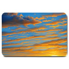 Orange Sunset On The Beach Large Doormat by GardenOfOphir