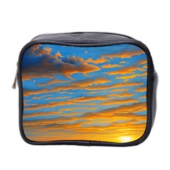 Orange Sunset On The Beach Mini Toiletries Bag (two Sides) by GardenOfOphir