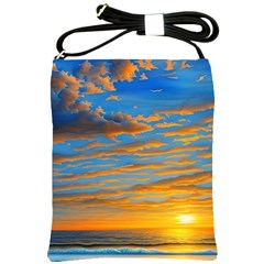 Orange Sunset On The Beach Shoulder Sling Bag by GardenOfOphir