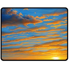 Orange Sunset On The Beach One Side Fleece Blanket (medium) by GardenOfOphir