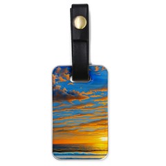 Orange Sunset On The Beach Luggage Tag (one Side) by GardenOfOphir