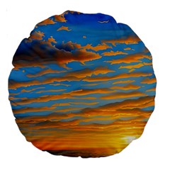 Orange Sunset On The Beach Large 18  Premium Round Cushions