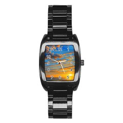 Orange Sunset On The Beach Stainless Steel Barrel Watch by GardenOfOphir