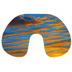 Orange Sunset On The Beach Travel Neck Pillow