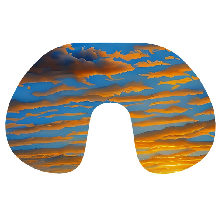 Orange Sunset On The Beach Travel Neck Pillow