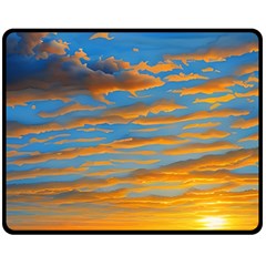 Orange Sunset On The Beach Fleece Blanket (medium) by GardenOfOphir