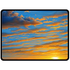 Orange Sunset On The Beach Fleece Blanket (large) by GardenOfOphir