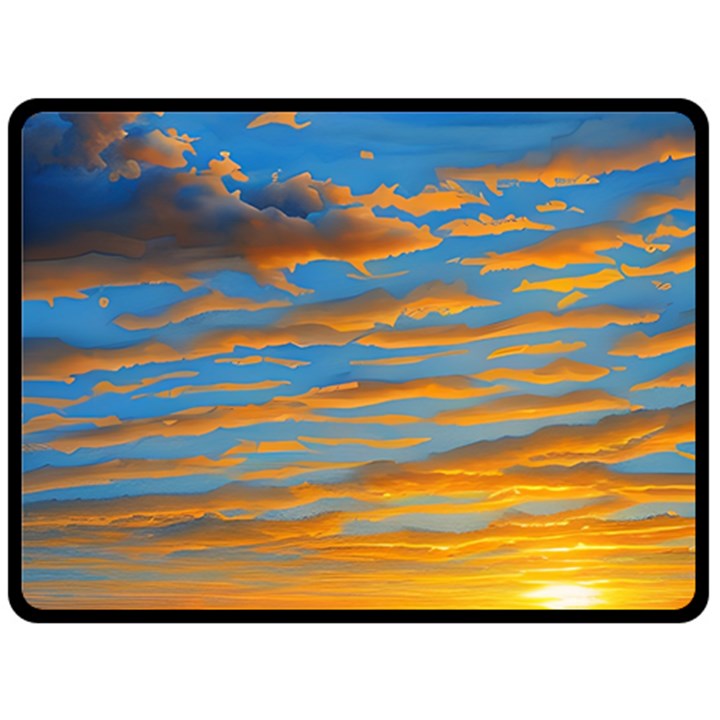 Orange Sunset On The Beach Fleece Blanket (Large)