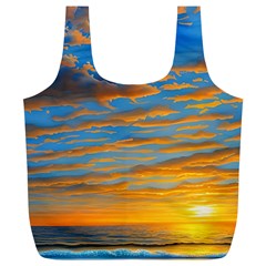 Orange Sunset On The Beach Full Print Recycle Bag (xl) by GardenOfOphir