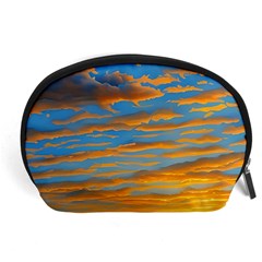 Orange Sunset On The Beach Accessory Pouch (large) by GardenOfOphir