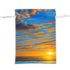 Orange Sunset On The Beach Lightweight Drawstring Pouch (xl) by GardenOfOphir