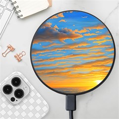 Orange Sunset On The Beach Wireless Fast Charger(black) by GardenOfOphir