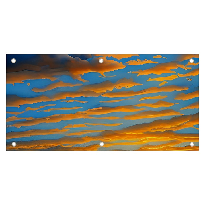 Orange Sunset On The Beach Banner and Sign 6  x 3 