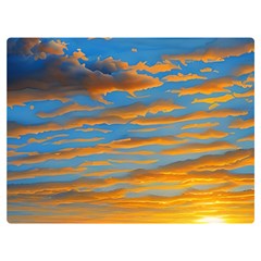 Orange Sunset On The Beach One Side Premium Plush Fleece Blanket (extra Small)