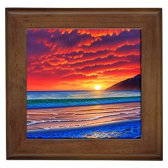 Sunset Over The Ocean Framed Tile