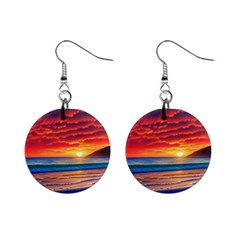 Sunset Over The Ocean Mini Button Earrings by GardenOfOphir