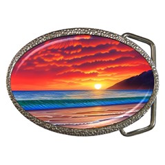 Sunset Over The Ocean Belt Buckles by GardenOfOphir