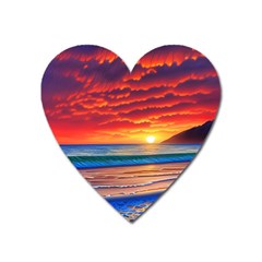 Sunset Over The Ocean Heart Magnet by GardenOfOphir