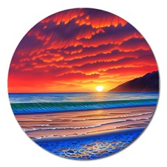 Sunset Over The Ocean Magnet 5  (round) by GardenOfOphir