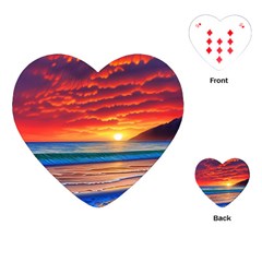 Sunset Over The Ocean Playing Cards Single Design (heart) by GardenOfOphir