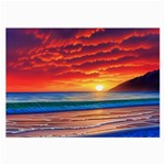 Sunset Over The Ocean Large Glasses Cloth Front