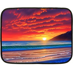 Sunset Over The Ocean One Side Fleece Blanket (mini) by GardenOfOphir