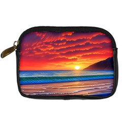 Sunset Over The Ocean Digital Camera Leather Case by GardenOfOphir