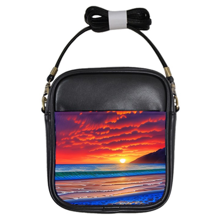 Sunset Over The Ocean Girls Sling Bag