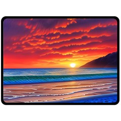 Sunset Over The Ocean One Side Fleece Blanket (large) by GardenOfOphir