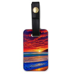 Sunset Over The Ocean Luggage Tag (one Side) by GardenOfOphir