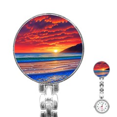 Sunset Over The Ocean Stainless Steel Nurses Watch by GardenOfOphir