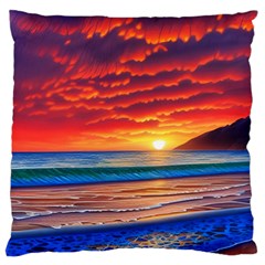 Sunset Over The Ocean Standard Premium Plush Fleece Cushion Case (one Side) by GardenOfOphir