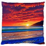 Sunset Over The Ocean Large Premium Plush Fleece Cushion Case (One Side) Front