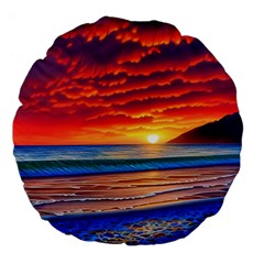 Sunset Over The Ocean Large 18  Premium Flano Round Cushions