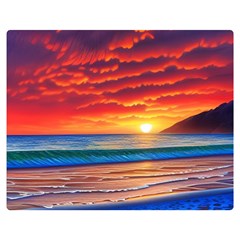 Sunset Over The Ocean Premium Plush Fleece Blanket (medium) by GardenOfOphir