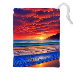 Sunset Over The Ocean Drawstring Pouch (5xl) by GardenOfOphir