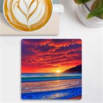 Sunset Over The Ocean UV Print Square Tile Coaster  Front