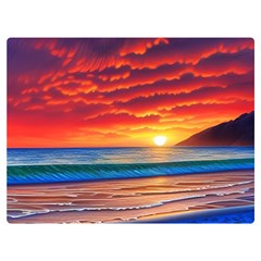 Sunset Over The Ocean One Side Premium Plush Fleece Blanket (extra Small)