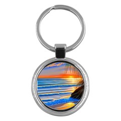 Tropical Sunset Key Chain (round) by GardenOfOphir