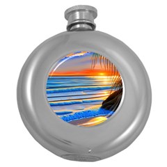 Tropical Sunset Round Hip Flask (5 Oz) by GardenOfOphir