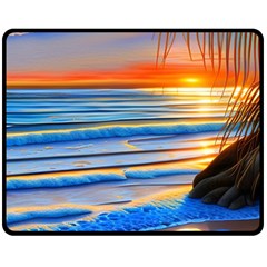 Tropical Sunset One Side Fleece Blanket (medium) by GardenOfOphir