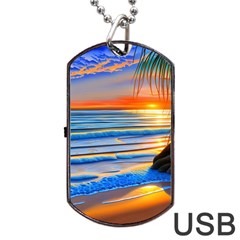 Tropical Sunset Dog Tag Usb Flash (one Side) by GardenOfOphir