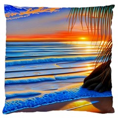 Tropical Sunset Large Premium Plush Fleece Cushion Case (one Side) by GardenOfOphir