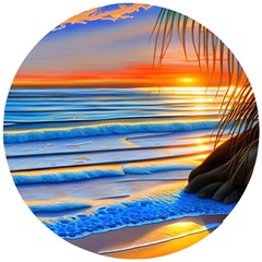 Tropical Sunset Wooden Puzzle Round by GardenOfOphir