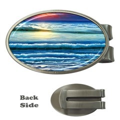 Sunset Beach Waves Money Clips (oval)  by GardenOfOphir