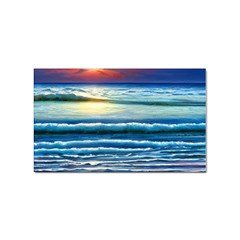 Sunset Beach Waves Sticker (rectangular) by GardenOfOphir