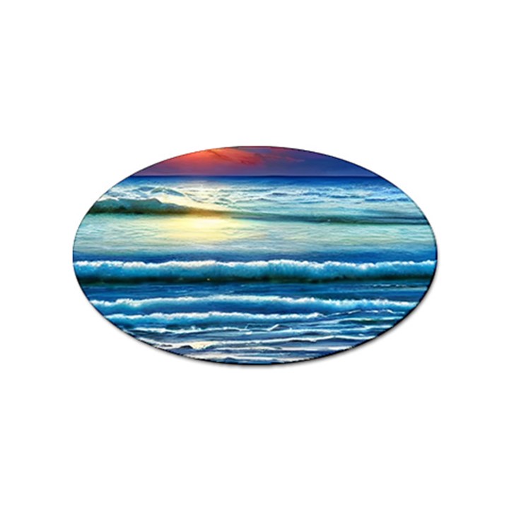 Sunset Beach Waves Sticker Oval (100 pack)