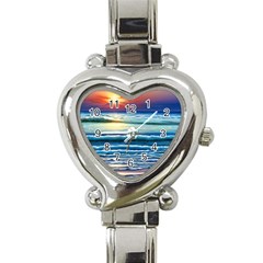 Sunset Beach Waves Heart Italian Charm Watch