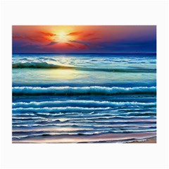 Sunset Beach Waves Small Glasses Cloth by GardenOfOphir